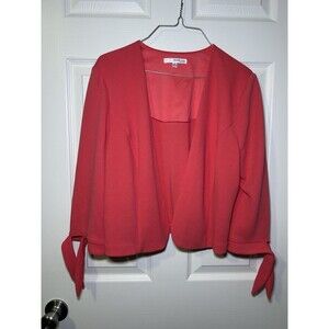 Studio One New York Women’s Long Tie Sleeve Half Pull On Jacket Coral Size 10